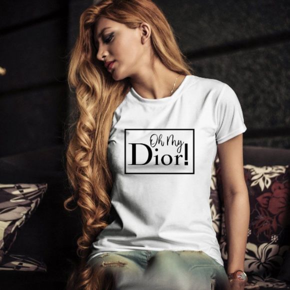 Gildan Tops - Luxury oh my Logo Unisex White Black T-Shirt